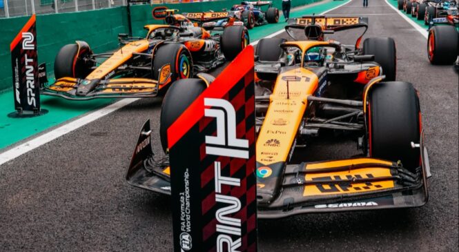 Norris zmagovalec zaspane sprint dirke v Interlagosu po moštveni potezi Piastrija