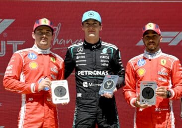 Russell zmagal na sprint dirki v Šanghaju po dvoboju s Ferrarijema